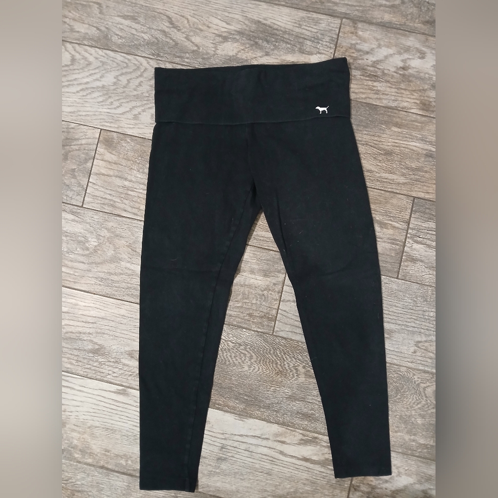 PINK Victoria's Secret Black Skinny Foldover Leggings Vintage Y2k~size S